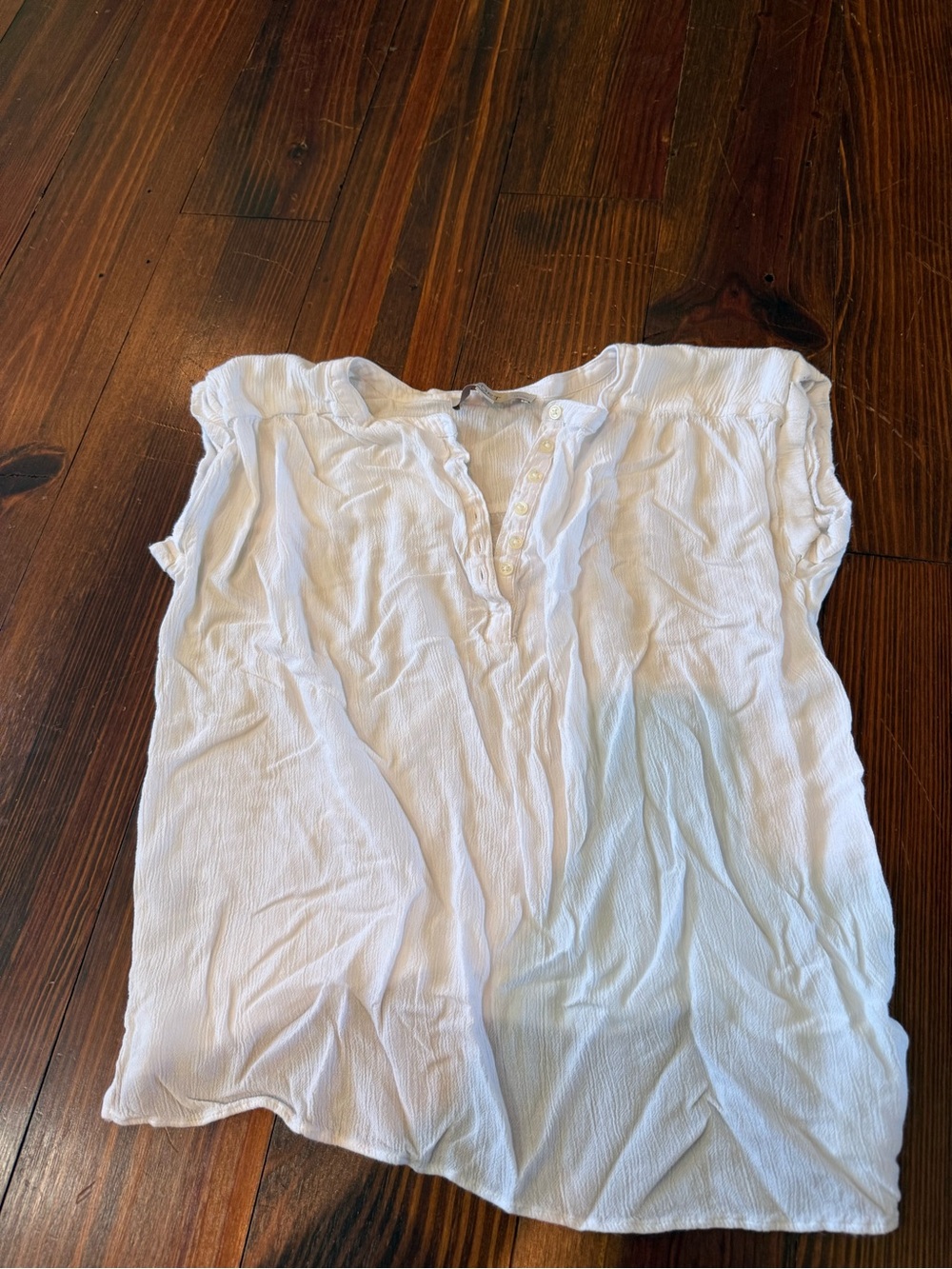 LOFT White Textured Button Front Top